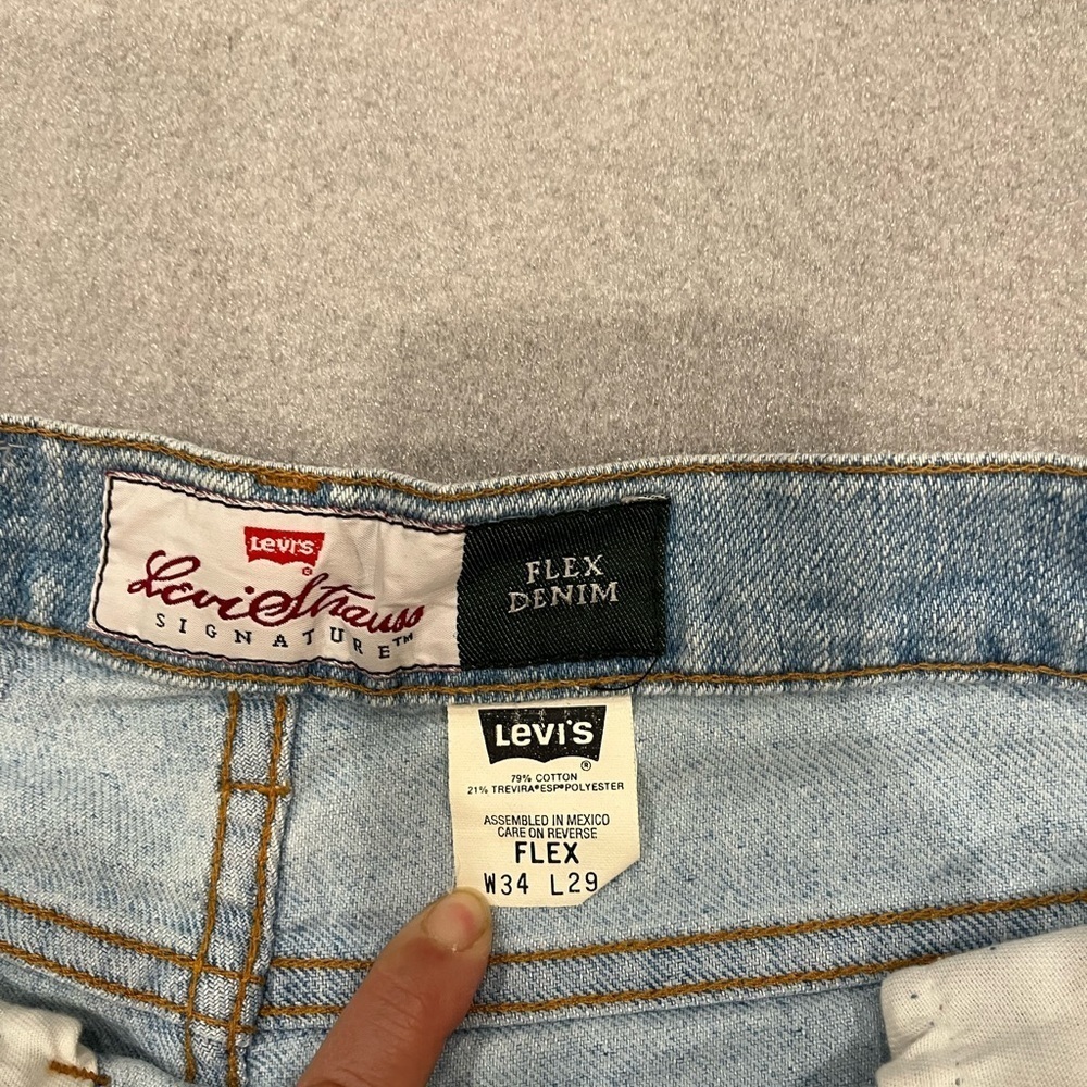 [W34L29]VTG Levi Strauss Signature Flex Denim Light Wash Taper Jeans Classic - Picture 3 of 9